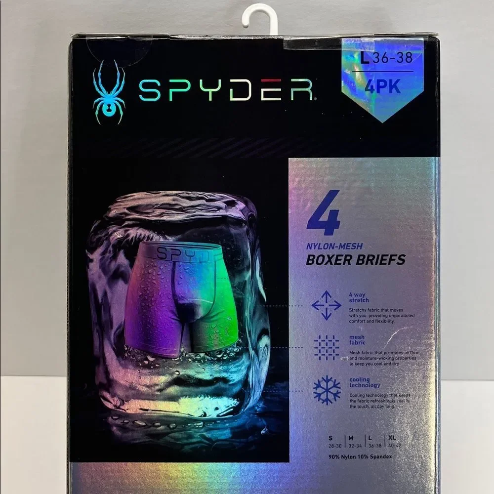 New - Spyder Nylon-Mesh Boxer Briefs in size L (36-38) 4 pk